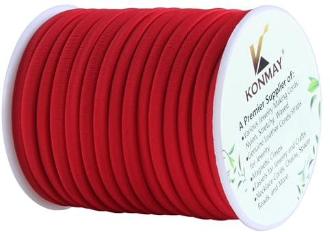KONMAY 5.0mm 18.2 Meters Elastic-Kordel, Elastisch Band Zum Nähen und Handwerk, Gummikordel, Hutgummi, Rot