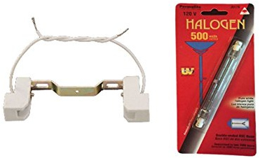 Upgradelights 5 1/2 Inch Double Ended Halogen Socket with 500 Watt Halogen Bulb