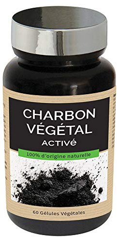 NUTRI EXPERT - Charbon végétal activé - Aide à détoxifier et assainir l'organisme - Apaise les sensations de ballonnements et flatulences - Vegan - Extraits de plantes - 60 gélules