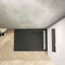 Piatto Doccia Nera Ruvida Rettangolare 80x140x3cm in Pietra Vulcanica e Resina Mista Ultraslim con Scarico Sifone Piletta