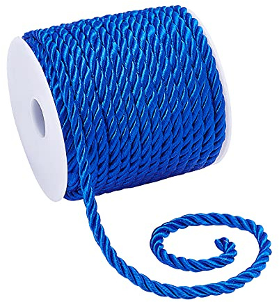 PH PandaHall Cuerda trenzada decorativa de poliéster azul de 5 mm, hilo brillante para alzapaños de cortina, bolsas de regalo, cuerdas, asas de bolso, manualidades, 18 m