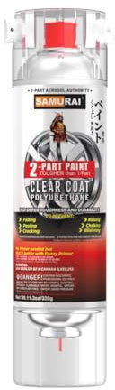 SAMURAI 2-Part Polyurethane Spray Paint Clear Coat for High Performance Wheel - 11.3 Ounce UV Resistant and Rust Resistant Polyurethane Spray (Clear, Pack of 1 Can)