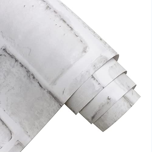 Dostear Wallpaper Self-Adhesive Klebetapete Selbstklebend Selbstklebende BordüRe Tapeten Klebefolie Wandfolie Kinderzimmer FüR Wohnung Renovierung Weiße schmutzige Ziegelsteine 17.72 X 236.22 Zoll