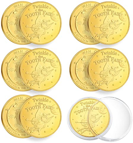 6 stycken tandfas-mynt, guldtandste-mynt gåvor, tandfe gåva mynt för förlorade tänder gåvor souvenir