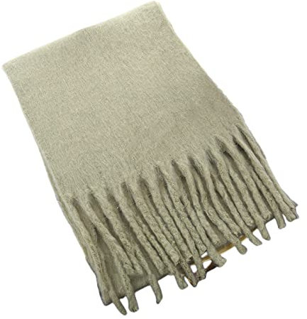 WLLDDDIU Schal Groß,Winterschals, Olivgrün, Weich, Warm, Dick, Dick, Zöpfe, Quaste, Kaschmir-Gefühl, Schal, Lang, Groß, Winterschal, Trendige Stola-Schals Für Frauen Und Mädchen