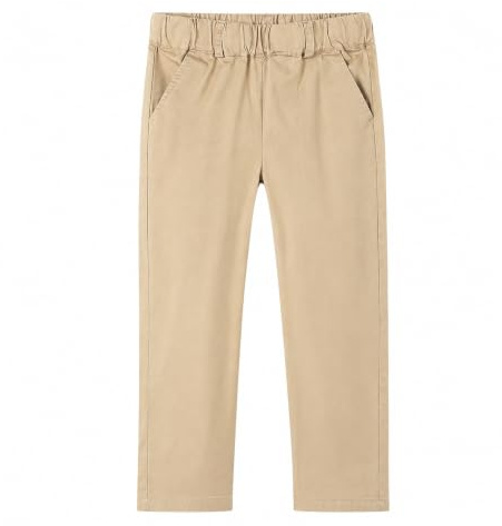 Mud Kingdom Liten pojke chinos solida bomullsbyxor justerbara knappar skolmode fyra säsonger, kaki, 6 �r