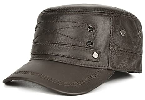 Outdoor Herren Winter Baseball Cap mit Visier Warme Ohrenklappe Hut Trapper Jagd Hut Leder Flachmütze Fahren Trucker Hut