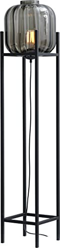 Licht-Erlebnisse Stehlampe klein 138 cm Schwarz Glas Metall dekorativ E27 Wohnzimmer Stehleuchte Bodenlampe