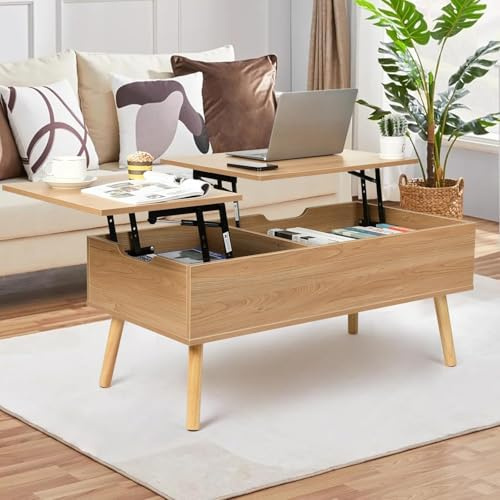 VOWNER Mesa de Centro Elevable Extensible (Color Madera)