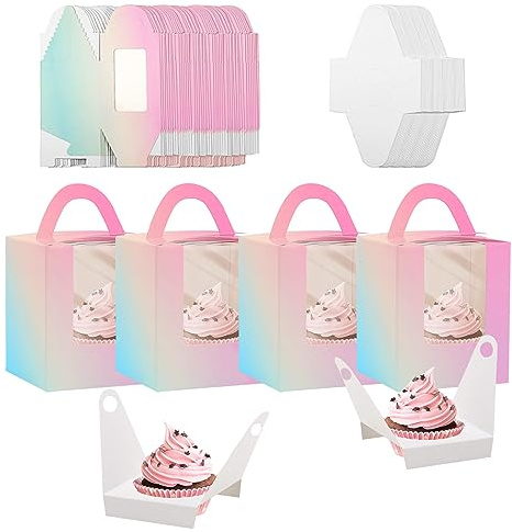 Cupcake Individual Boxes 30 PCS – Clear Window Cupcake Carrying Cases