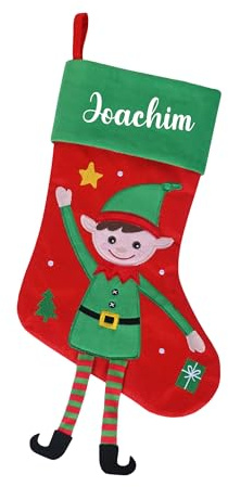 minimutz Nikolausstrumpf mit Namen Kinder - personalisierter Weihnachtsstrumpf zum Aufhängen & Befüllen - Nikolausstiefel mit hängenden Füßen 45cm