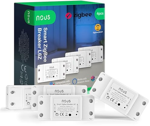 ZigBee interruptor inteligente Alexa Nous L6Z - Tuya smart life switch mini rele modulo 220v programable Mando a distancia, Temporizador interruptor luz - Google Home Assistant 4 piezas
