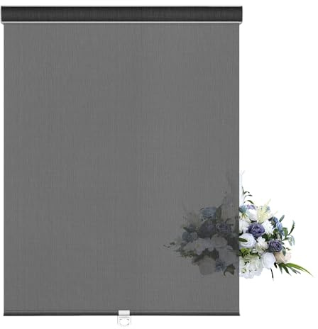 Sulugood Custom Light Filtering Roller Shades for Windows Cordless Solar Roller Blinds 10% Openness with Cassette Valance Room Darkening & Glare Reduce Window Shades for Home Office Living Room Black