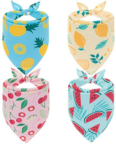 EXPAWLORER Dog Cooling Bandana Set - 4 Pack Hawaiian Dog Bandana Summer Cooling Collar, Chill Out Vest Pet Scarf Bib Instant Cool Outfit with Cute Fruits Pattern for Small Medium Large Dogs, X-Large