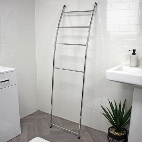Showerdrape Bathroom Towel Ladder (Chrome) Steel Freestanding W44 x H155cm