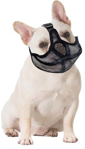 Französische Bulldogge Maulkorb Maulkorb für Hunde mit abgeflachter Hundemaulkorb mit Kurzer Schnauze Maske für Hunde mit Kurzer Schnauze Anti Beißen Kauen Bellen mit verstellbarem Mesh-Kopfgurt