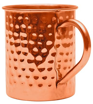 Tazas de cobre Moscow Mule hechas a mano de cobre macizo 100% puro, acabado martillado recto, interior de cobre crudo, mango remachado auténtico y fuerte, tazas de cobre premium, capacidad para 16