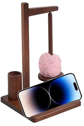 Porta Gomitolo Rotante, Avvolgitore Magnetico per Rocchetto di Filo, Rocchetto di Lana Magnetico, Porta-Gomitolo con Supporto per Telefono, Raccoglitore per Fili da Uncinetto e Lavoro a Maglia