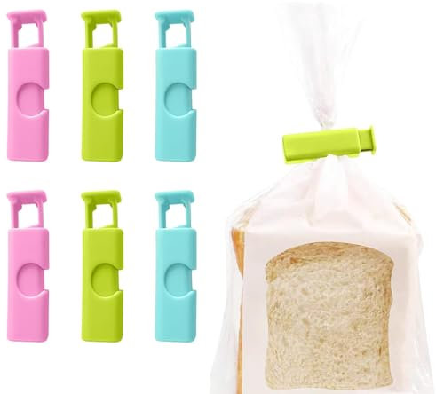 TELAIN Plastik Verschlussclips 6 Stück Verschiedene Farben Küchenclips Für Snacks & Brot Feuchtigkeit Schutz