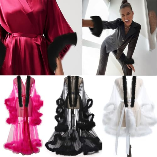 WADORN 5M Marabu Federboa Flauschige Marabou Federboa Nähbesatz Happy Marabou Federboa Lange Marabou Federboa Für Kostüm Hochzeit Party Halloween Weihnachtsdekoration Schwarz