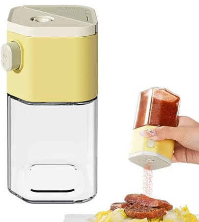 Juego de botes de especias de con tapas de bambú | 0,5 g cuantitativamente exprimido recipiente de sal de 0,5 g, botella de especias rellenable, recipientes herméticos para especias,