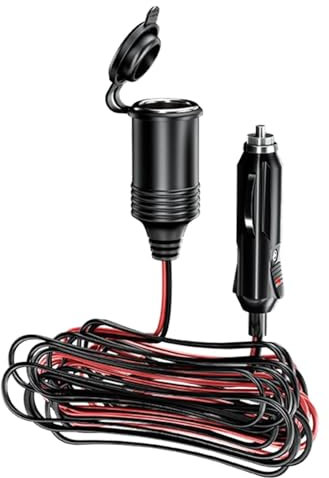 12V Extension Cord, Car Charger Extension Cord, Flexible Adapter for Motorcycles, Pumps, Vacuum Cleaners, Portable Compact Heavy Duty 157.48 inches, Black