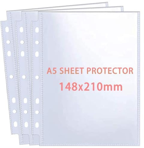 60 Pack 120 Taschen A5 Foto Hüllen für A5 2/3 Ringbuch, Transparente Postkartenhüllen, 2 Fächer, Doppelseitiger 1 Taschen Foto Seitenschutz, Top Loading Fotoalbum Nachfüllseiten (15.2x21.5 cm)