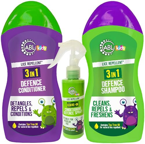 Kids Head Lice Repellent 3in1 Shampoo and Conditioner and Conditioning Defence Spray | Tea Tree Nit Repellent Hair Treatment