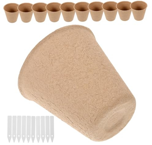 ifundom Macetas Biodegradables de Pulpa Ideales para Trasplante para Plántulas 110 Color Amarillo, Evitan el Shock Radicular en Flores y Vegetales