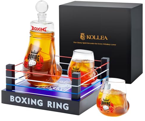 Boxgeschenke für Männer, Väter, Kollea Boxing Whiskey-Karaffe mit 2 Boxhandschuhgläsern, einzigartige Jubiläums- und Geburtstagsgeschenke für Männer, Brüder, Whiskey-Liebhaber, Trainer, Boxer-Fans