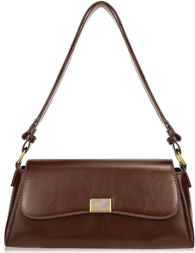 Farcauo Kleine Geldbörsen für Frauen Vintage Umhängetaschen Tote Handtaschen für Frauen Trendy Crossbody Bag mit verstellbarem Riemen PU Leder Umhängetasche Dunkelbraun Clutch Geldbörse