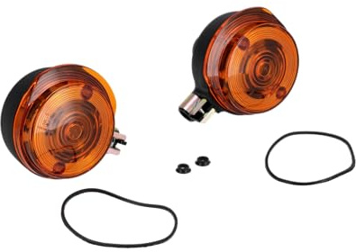 Set: 2 Blinker vorn, rund in Schwarz mit orangenem Glas - für Simson S50, S51, S70, SR50, SR80, MZ ETZ, TS