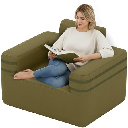 COSTWAY Aufblasbares Sofa, Camping Luftsofa mit integrierter Pumpe & Aufbewahrungstasche, aufblasbare Couch, Luftcouch für drinnen und draußen