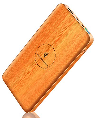 Power Bank,PowerBank Qi Wireless, 10000mAh Fast Qi Wireless External Battery Pack with Dual Input (Type-C & Micro USB) with Compatible XS/XR/XS Max/8/8 Plus and More Devices