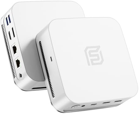 FUNYET Mini PC Laptop Win 11 Pro, 16 GB di RAM DDR4, SSD da 512 GB, processore N95 (fino a 3,4 GHz), HDMI + DisplayPort/RJ45 x2/WiFi/Bluetooth 5.0/USB 3.2, Display 4K compatibile, Bianco