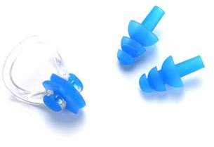 LIXSAZSE Clip nasale impermeabile Riutilizzabile Tappi per le orecchie da nuoto Auricolari unisex per sport acquatici Protezione per l'orecchio portatile protettiva, Blu