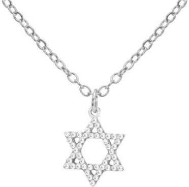 EUEAVAN Collier étoile de David pour femme Pendentif étoile juive hexagramme à six branches Croix chrétienne Bijoux religieux chrétiens Israël Cadeau de Hanoukka (Argent)