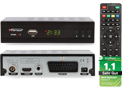 DVB-T2 Receiver mit PVR Aufnahmefunktion, Opticum Nytrobox X für DVB-T & DVB T2 HD Fernsehen und Radio HDMI SCART USB DVBT (Test = SEHR GUT)