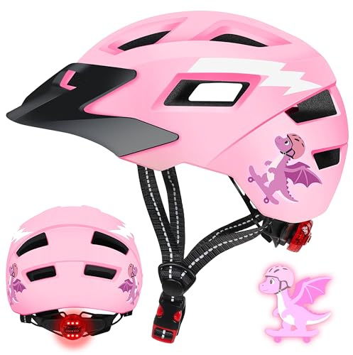 JONRRYIN Casco per Bambini Regolabile, Casco da Bici per ragazze ragazzi Bambina Bambino 3-13 Anni, Casco protettivo per resistente Agli Urti e Agli Impatti, 14 Prese d'aria (Rosa, XS)