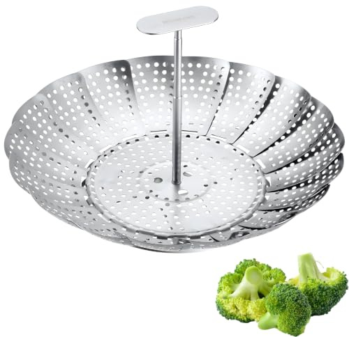 Westmark Inserto per Cottura a Vapore Piccolo – Inserto regolabile per cottura a vapore in pentole da 14 a 23 cm Ø, lavabile in lavastoviglie – Acciaio inossidabile e silicone