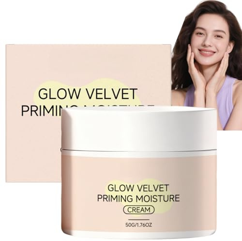 Glow Velvet Priming Moisture Cream,Korean Skincare Foundation&Makeup Primer for Face,Pore Blurring&Gripping Primer,Hydrating Primer for Mature Skin,Long-Lasting Care,Creates Perfect Base Makeup