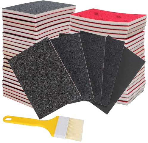 24 Stück Schleifschwämme Set, 100-3000 Körnung Nass-Trocken Schleifschwämm | Handschleifblöcke Set Geeignet zum Polieren von Holz Metall Farbe Modellen und Möbeln