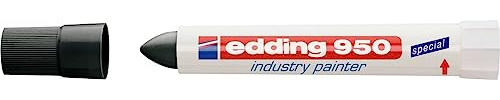 edding 950 industrimålare – svart – 10 pennor – rund spets 10 mm – markör för att skriva på metall, stenar, trä – grova eller våta ytor – permanent, vattentät