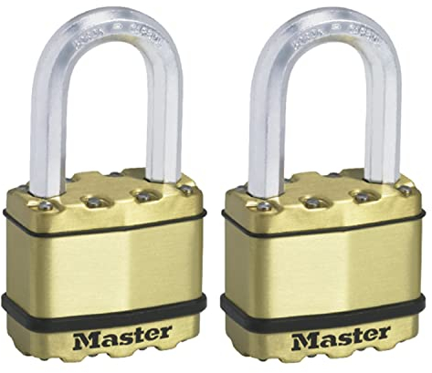 MASTER LOCK Pack of 2 Very High Security Padlocks, Security Level 9/10, Outdoor, Keyed, Laminated Steel, Weatherproof, Medium Shackle
