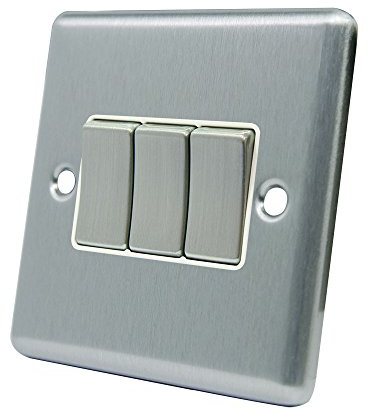 AET CSC3GSWIWS 10 A 3-Gang 2-Way Satin Finish Chrome Classical Triple White Insert Metal Rocker Light Switch