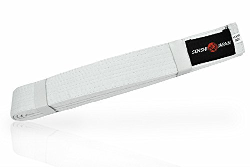 Senshi Japan Karate Aikido Belt - Made From 100% Cotton - Perfect Belts For Any Martial Art, Karate, Aikido, Judo, Thai Boxing, Shotokan, Taekwondo - Ideal For Training & Competition (White, 280 CM)