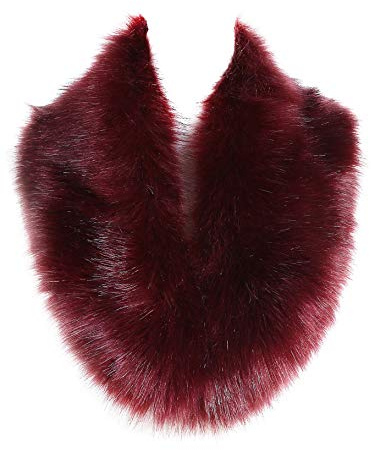 soul young Women's Faux Fur Collar Winter White Warmer Scarf Wrap(Burgendy)