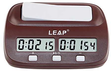 T Tocas Digitaler Schachtimer Count Up Down Bonusverzögerung Schachuhr Tragbar (Braun)