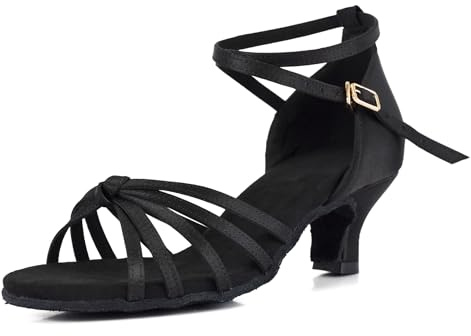 VASHCAME - Ballroom för kvinnor / latinska dansskor sandaler, Noeud Noir Tacón 5 cm, 37 EU
