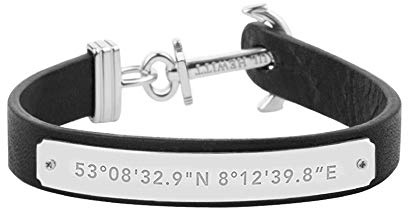 PAUL HEWITT Bracciale uomo Signum Coordinate - Bracciale uomo ancora (nero) Bracciale uomo acciaio con ciondolo a forma di ancora (acciaio)